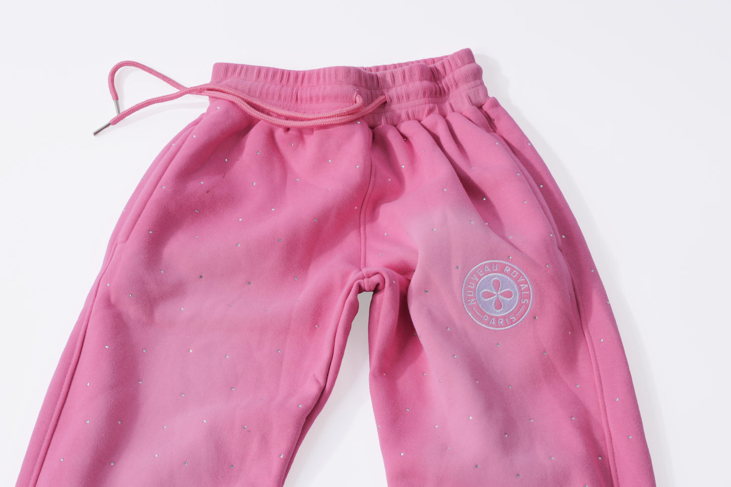 Rhinestone Stone Pink acid wash Hoodie Set