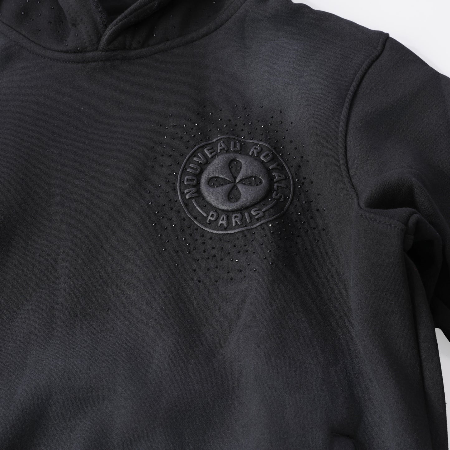Rhinestone Gray Acid Wash Pull-over Hoodie